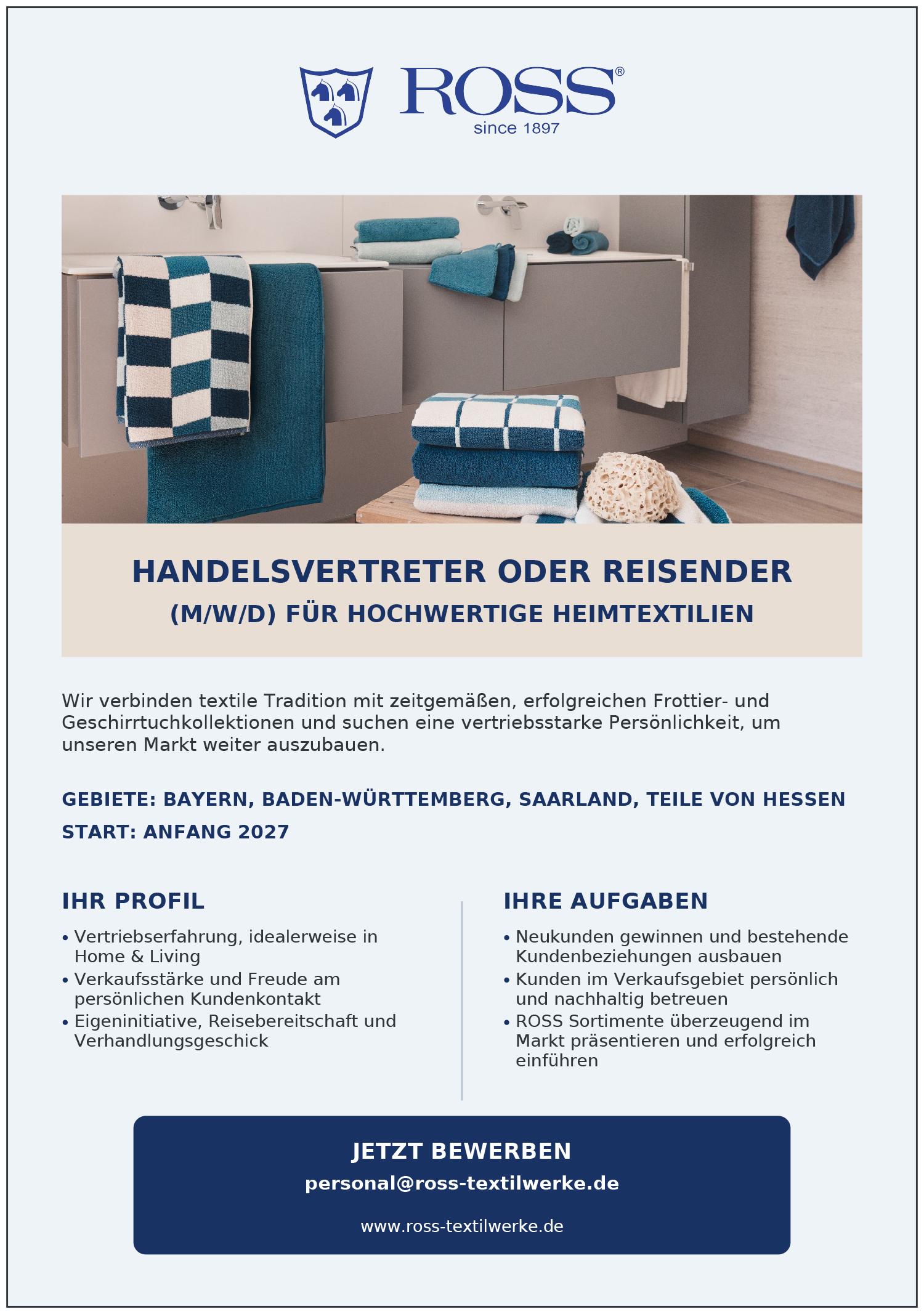 Handelsvertreter oder Reisender (m/w/d) für Heimtextilien