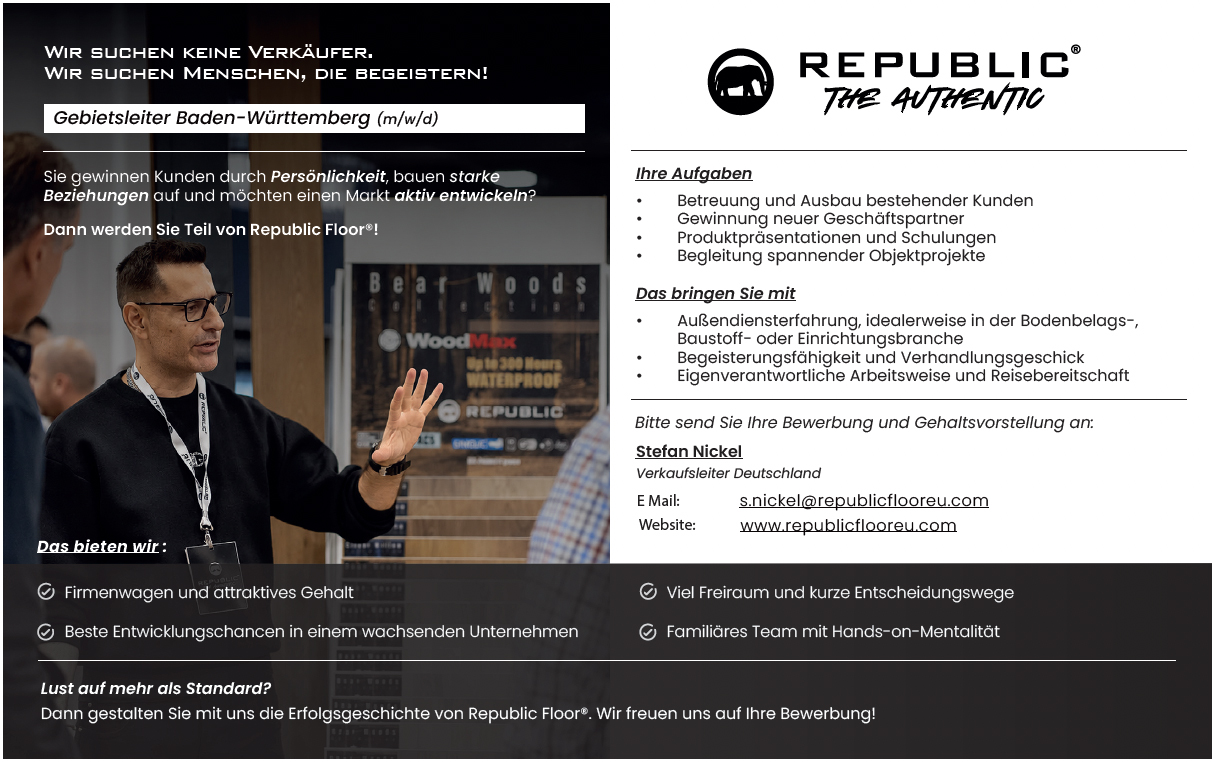 Gebietsleiter (m/w/d) für Bodenbeläge